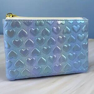 Iridescent Heart Pattern Coin Purse – Small Zipper Wallet & Card Holder